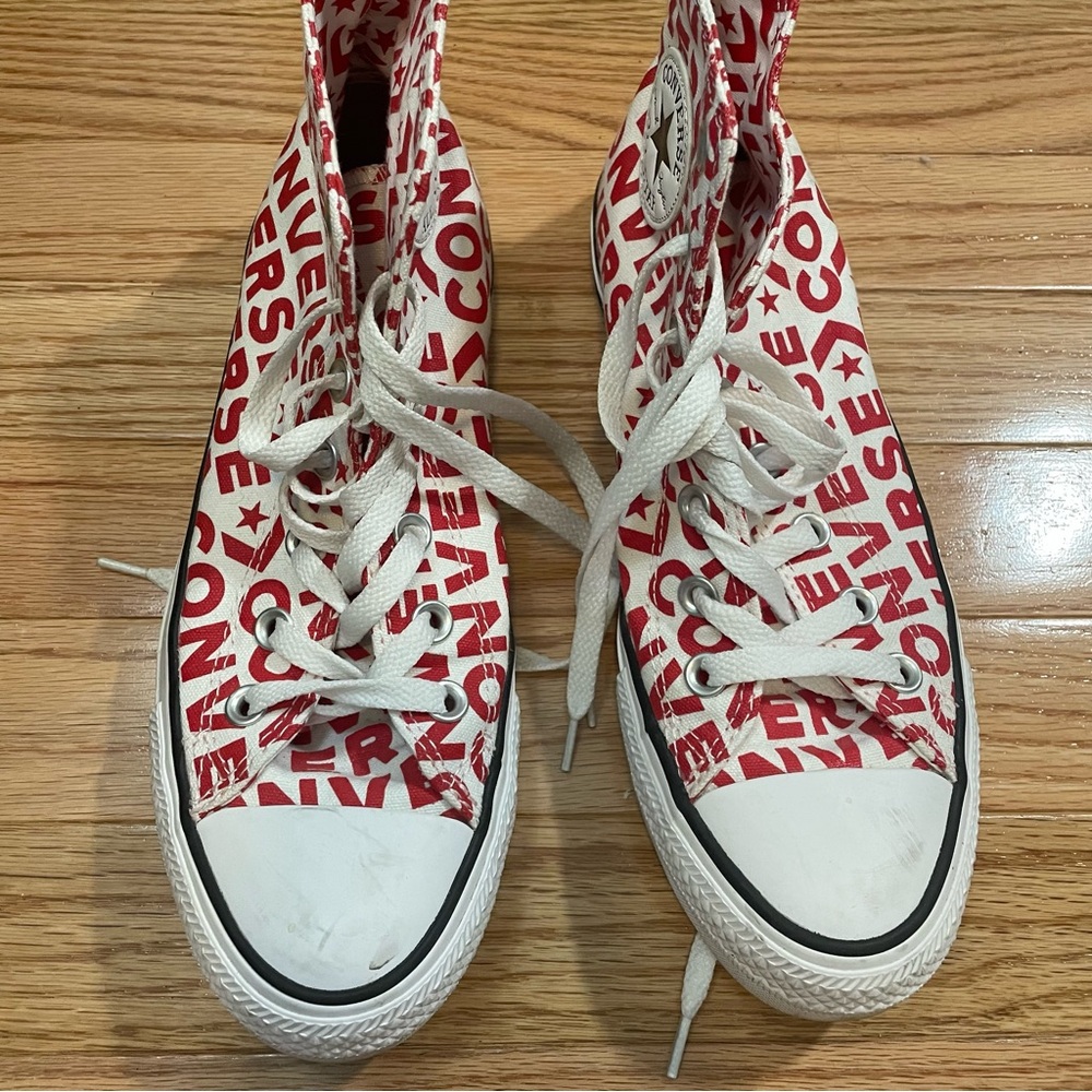 Converse Red and White Graphic High-Tops
